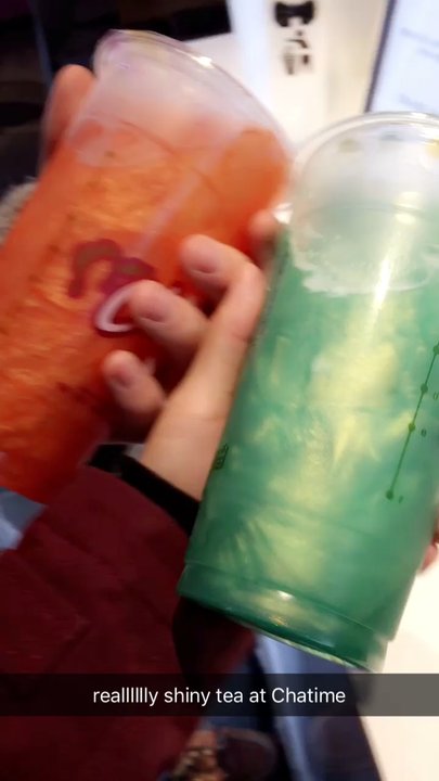 Chatime Waterloo - Their shiny tea, Green is lychee and red is orange, both are good. - Coffee & Tea Near Me - Waterloo, Ontario