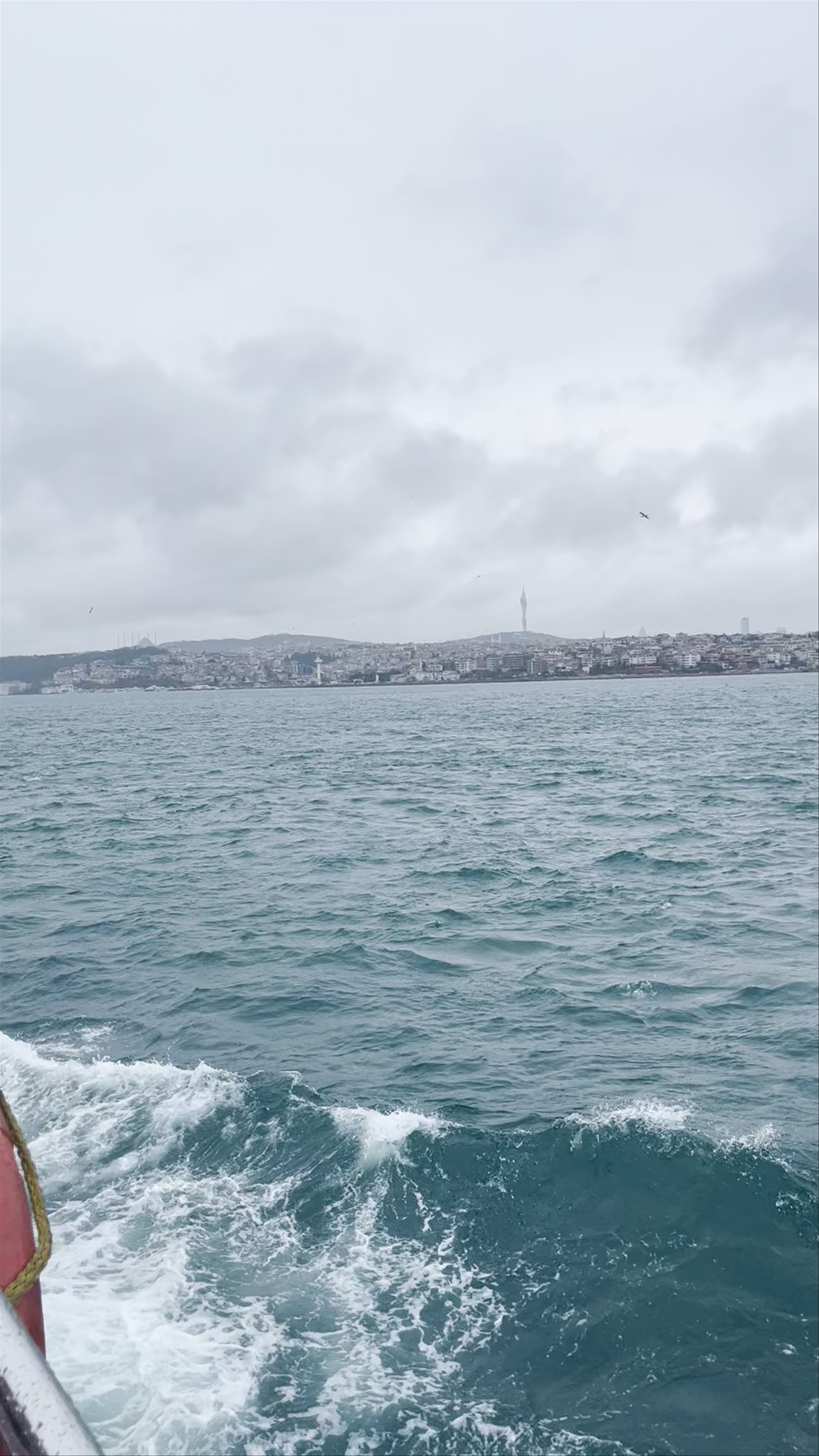 Seascape View of Üsküdar’s Shoreline from a Boat in Istanbul