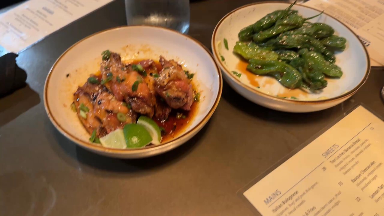 The Third Place - Starters: Sticky wings and Blistered Shishito Peppers - Bars Near Me - Lancaster, California
