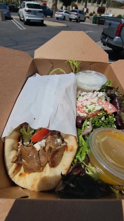 Athena Gyro - Gyro (beef & lamb) + a salad on the side. Try their homemade lemonade (sooo good). - Greek Near Me - Palm Desert, California