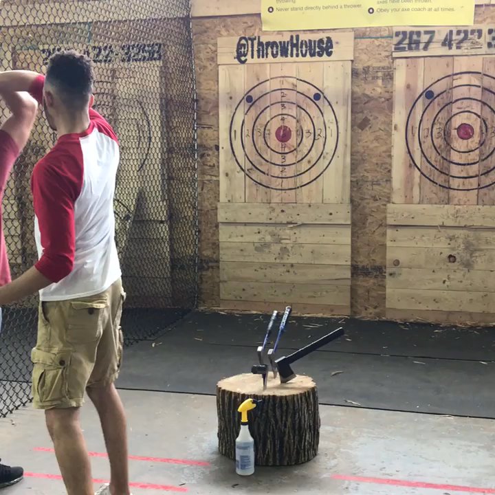 Throwhouse - Our coach helping out - Axe Throwing Near Me - Philadelphia, Pennsylvania