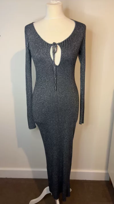 Asos Midi maxi Dress silver thread detail size 12 image 1