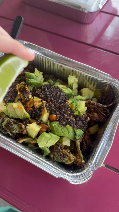 Chopper - THE MF BRUSSELS FROM MAIZ DE LA VIDA. BEST BRUSSELS EVER!!! brussel sprouts, pineapple, avocado, and peanuts YUM - Tiki Bars Near Me - Nashville, Tennessee