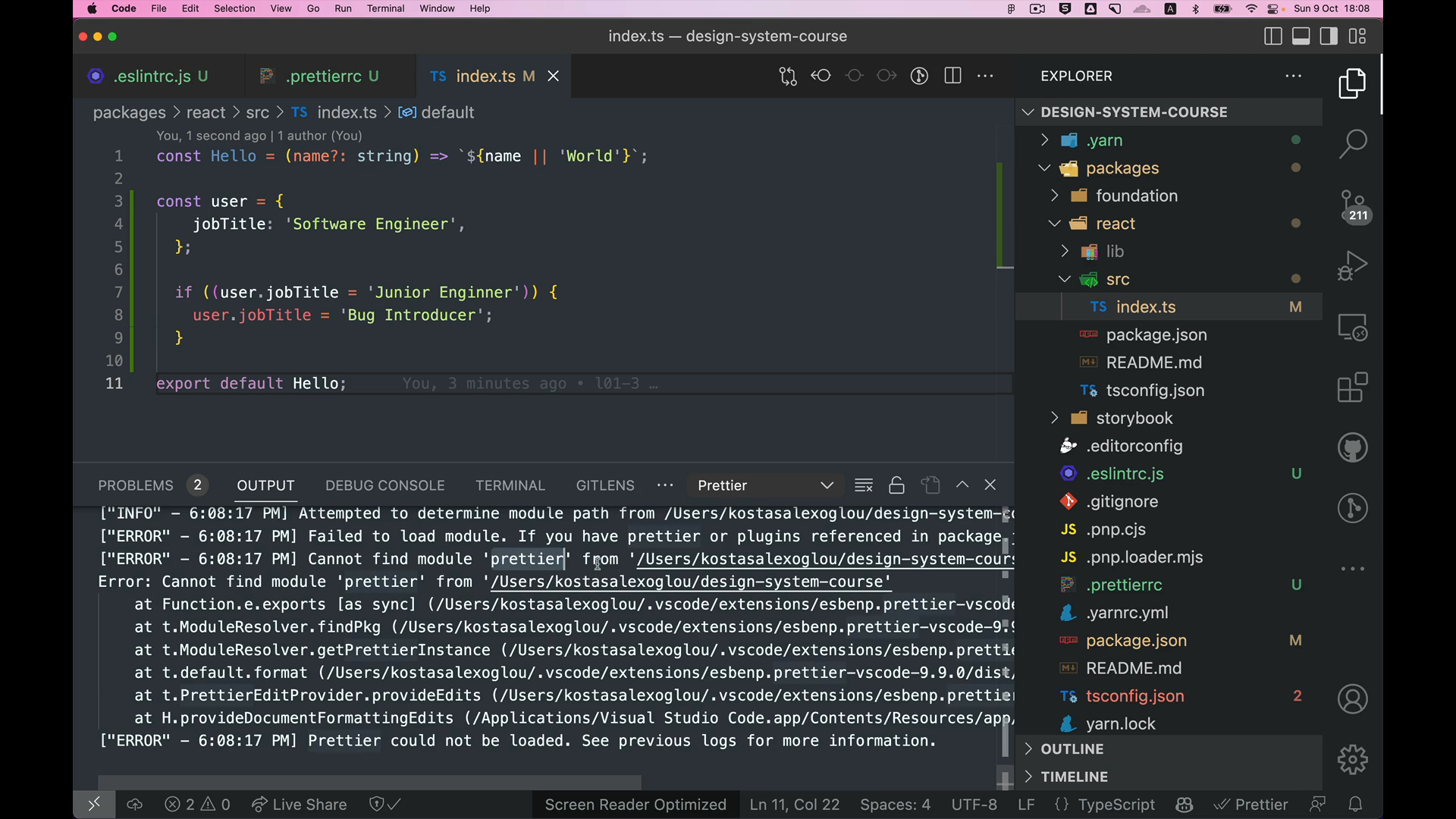 Create ESLint and Prettier Configs for a Design System Build a