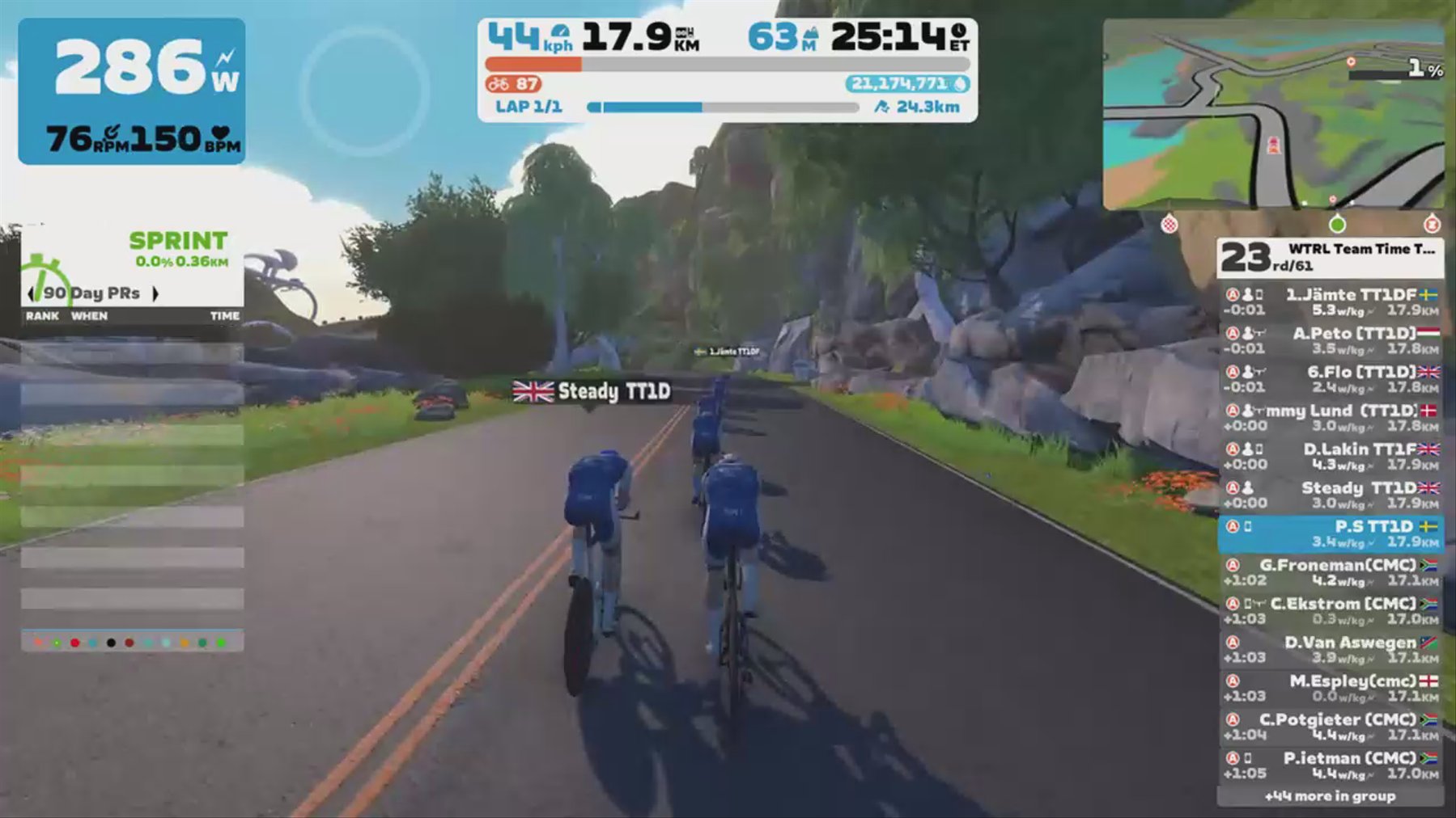 Zwift - TTT: WTRL Team Time Trial - Zone 16 (LATTE) on Out And Back Again in Watopia