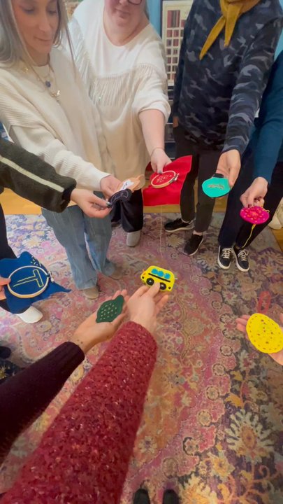 Brooklyn Brainery - Hand Embroidered Felt Holiday Ornaments class - class's creations! - Adult Education Near Me - Brooklyn, New York