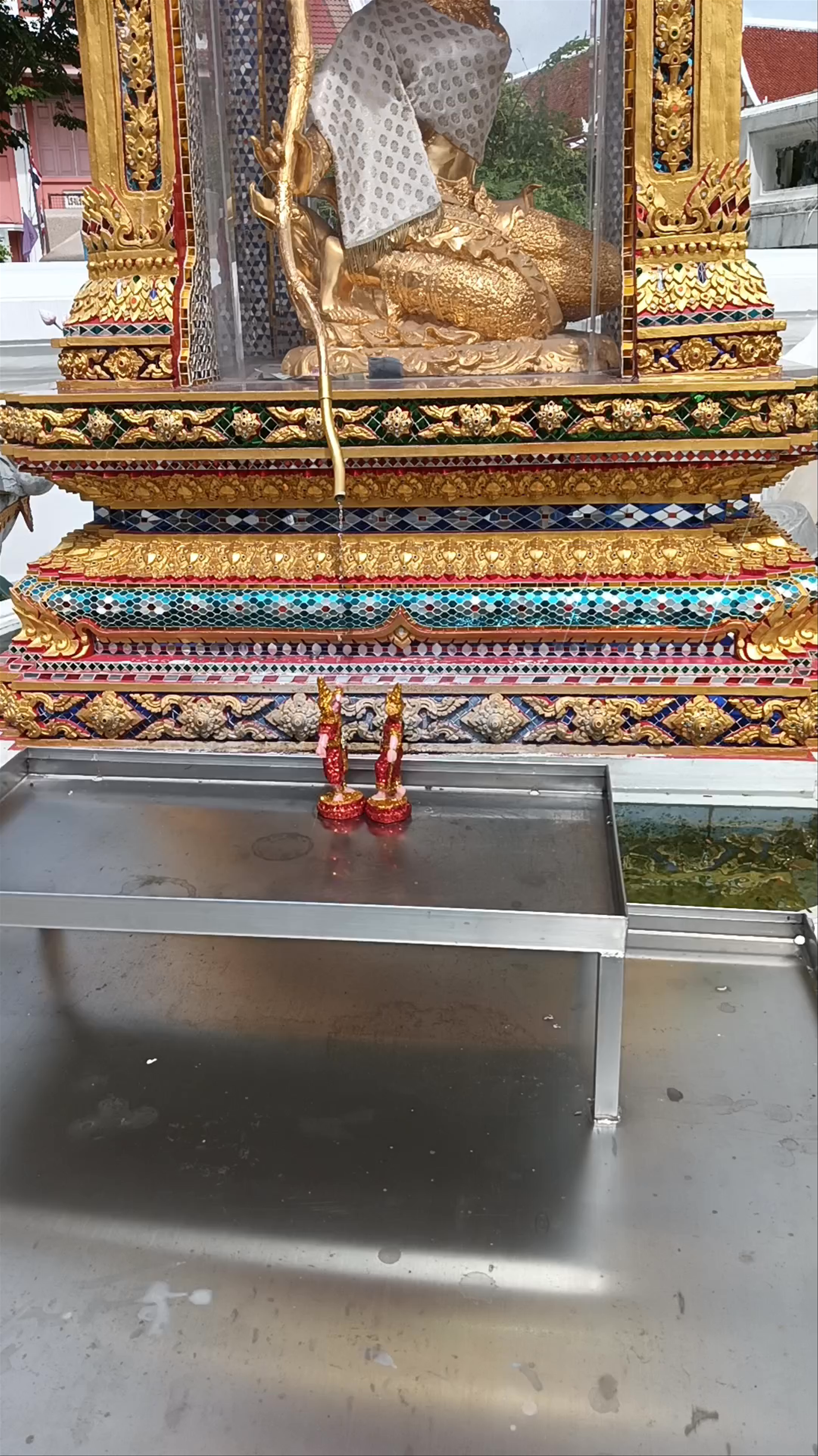 Golden Thai Spirit House Shrine at Wat Chanasongsan