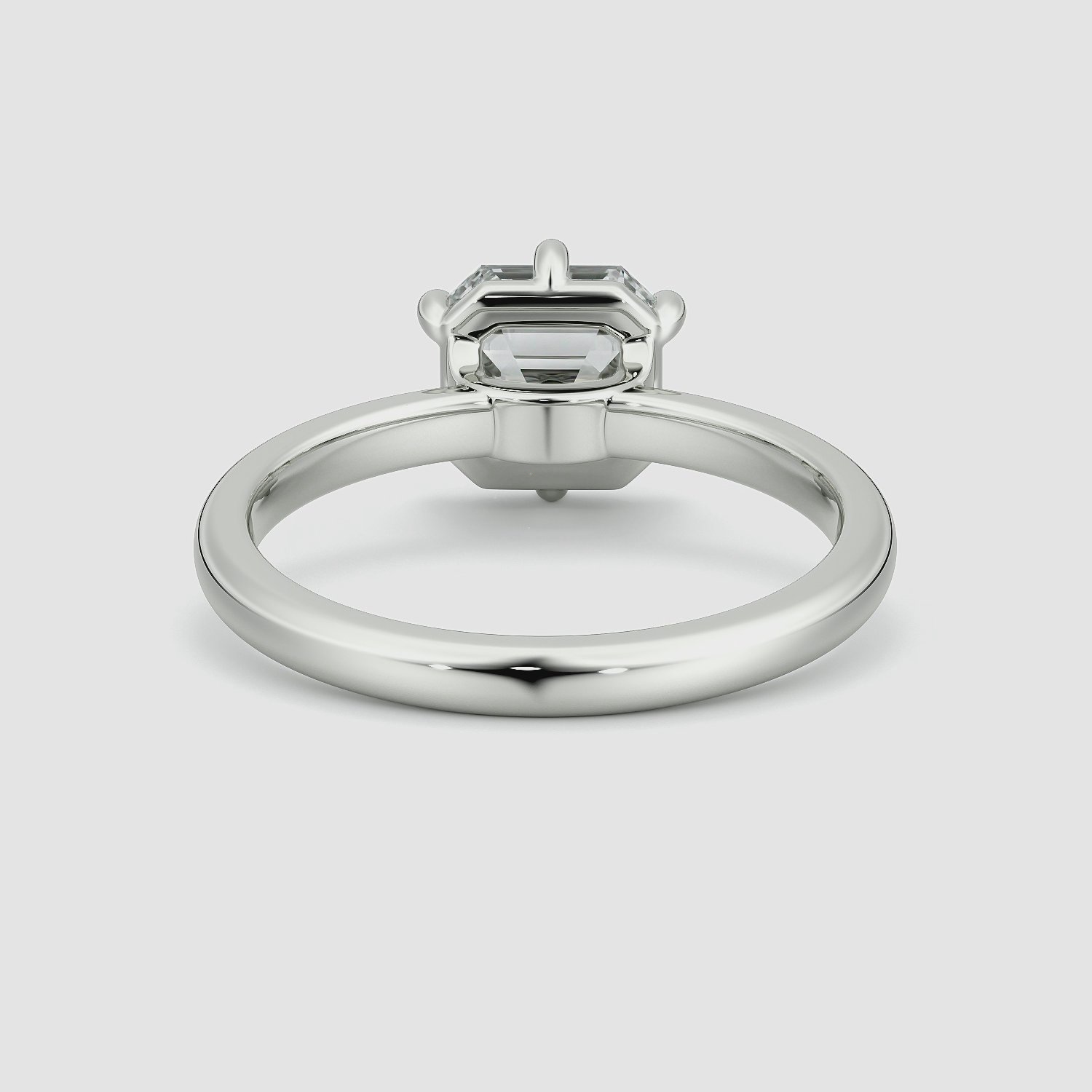 The Signature 6 Prong | Asscher | 18k | White Gold | bandAccent: Plain | bandWidth: large | hiddenHalo: no | diamondOrientation: vertical | caratWeight: other