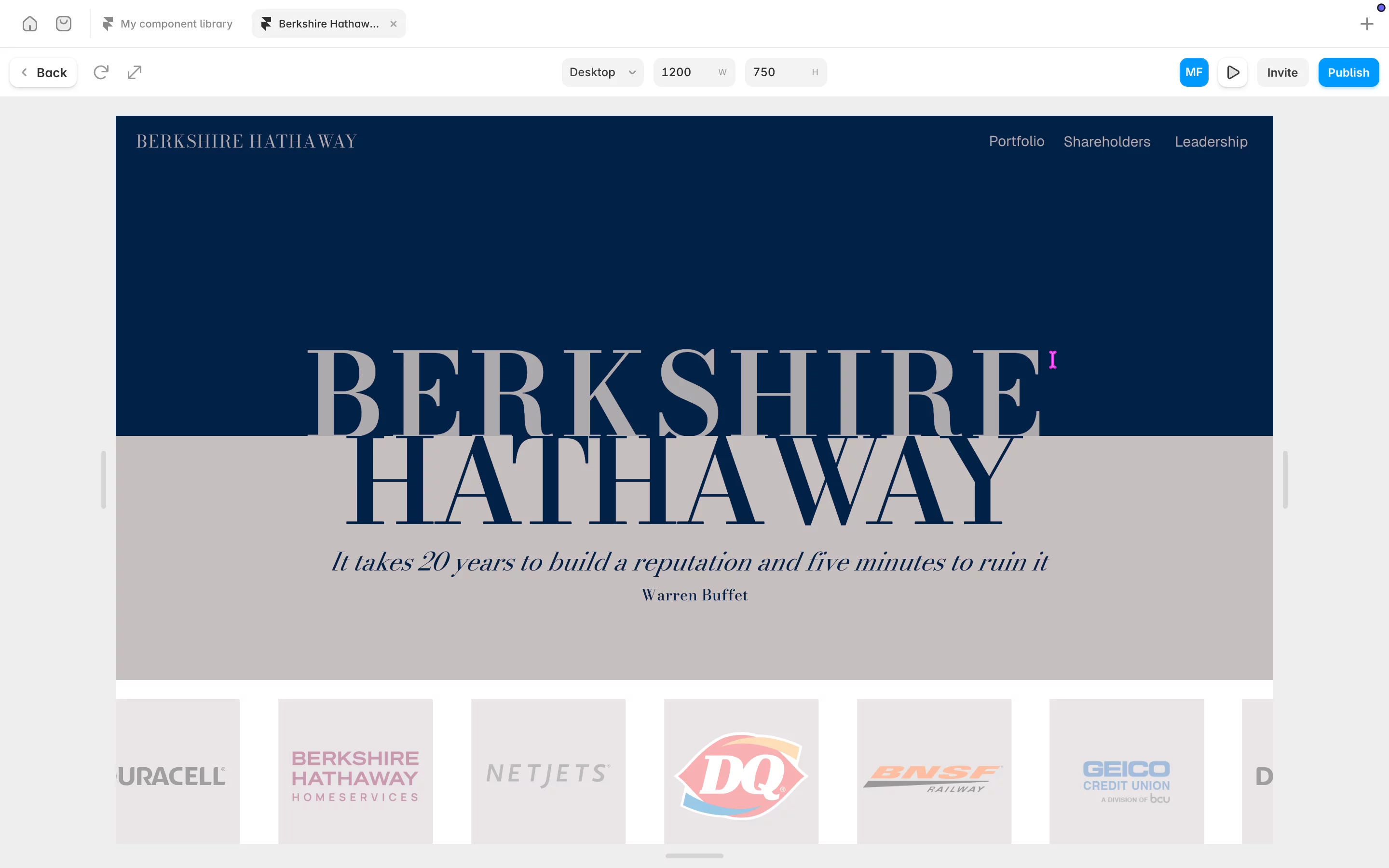 Berkshire Hathaway — Conceptual Redesign. Modernized the classic 90s layout into an interactive digital experience.