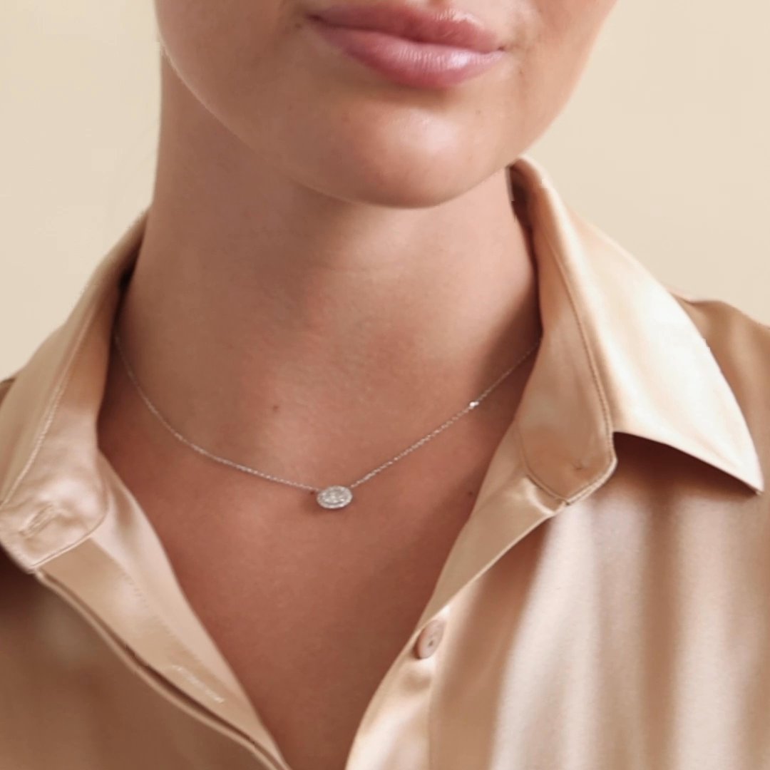 Halo Necklace | Oval | 14k | White Gold | caratWeight: 1.0ct