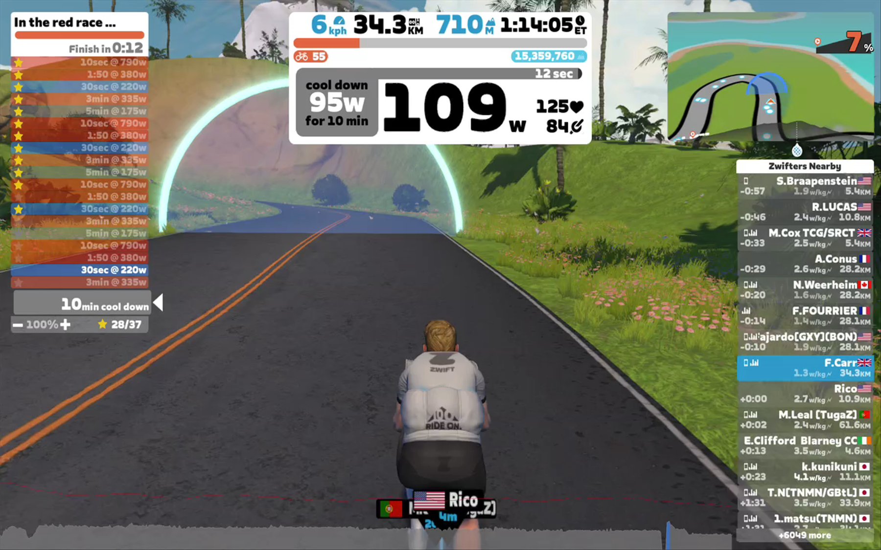 Zwift - In the red race Intervals in Watopia