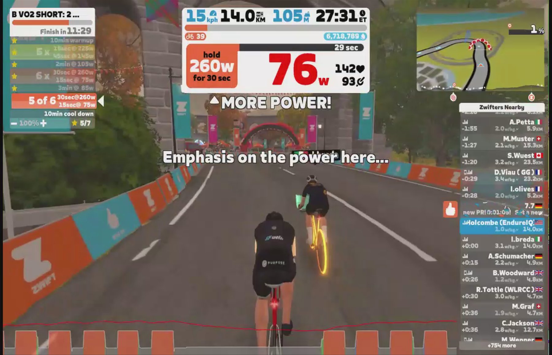 Zwift - B VO2 SHORT: 2 ROUNDS: 6 x 30 sec reps at L5, 15 sec at L1recovery (3 min recovery between-sets) NH in Scotland