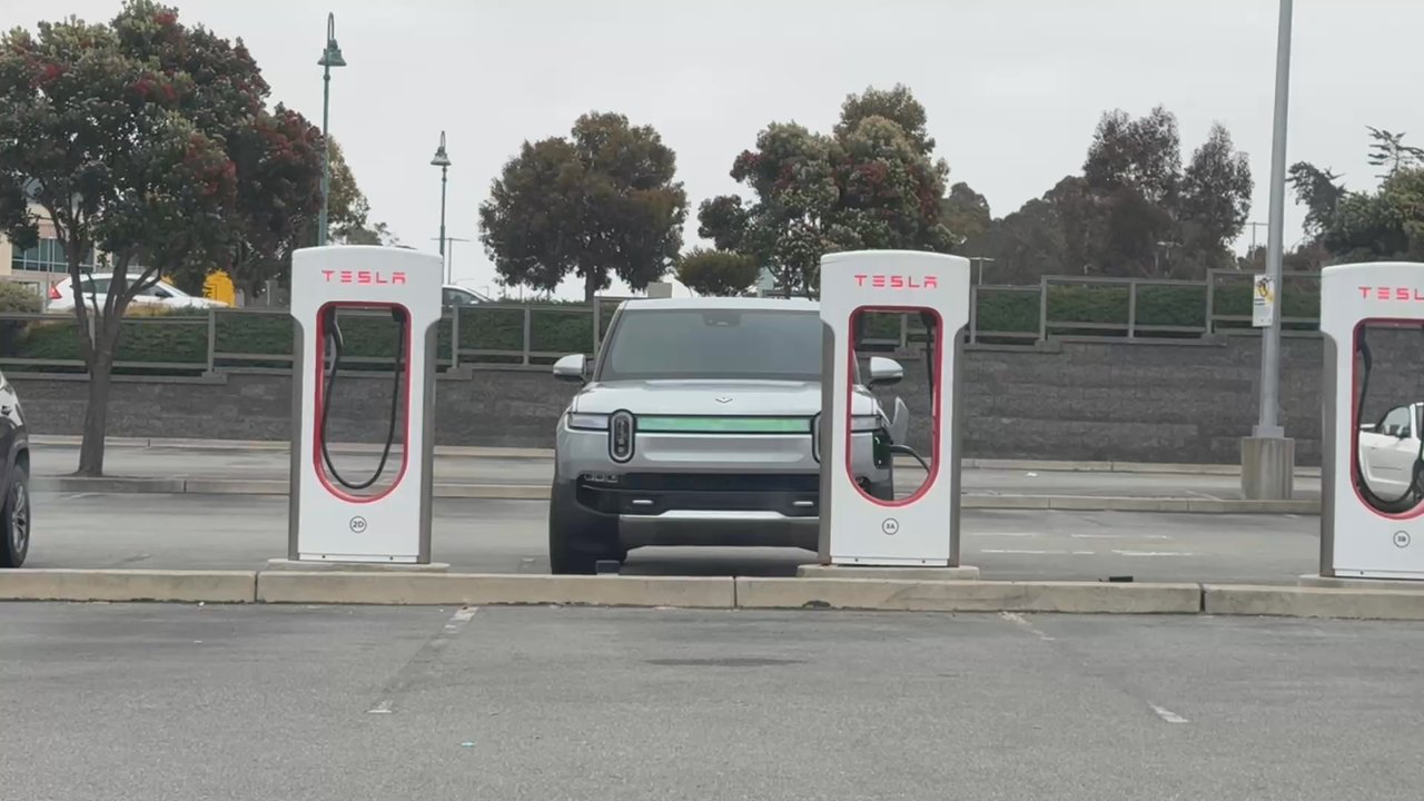 Tesla Supercharger - Interesting glowing green light when charging - EV Charging Stations Near Me - Marina, California