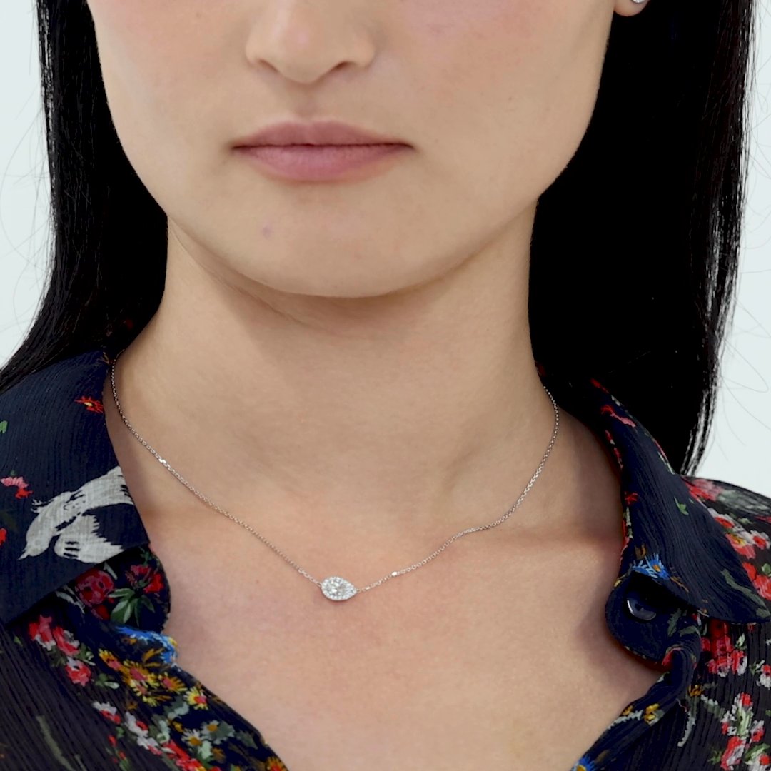 Halo Necklace | Pear | 14k | White Gold | caratWeight: 0.75ct