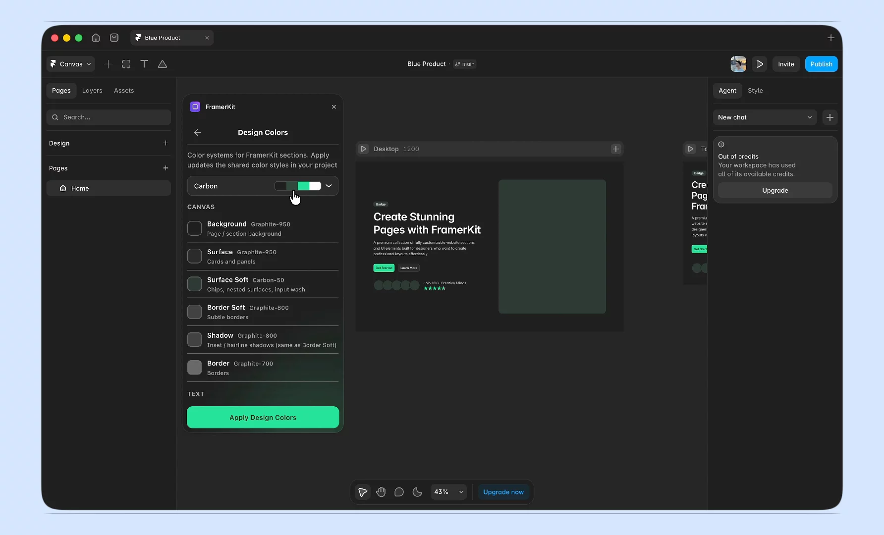 🎨 15 Color Themes for FramerKitSwitching the theme changes the entire plugin, its interface and every preview inside itAll sections, components, and complete templates are prepared for every color theme, in both Light and Dark modes. Interactive previews follow the selected colors too• 15 color themes  • Light and Dark modes  • 17,037 generated preview assetsWhat looks like one simple theme switch is backed by thousands of still previews, motion files, and color combinations across the whole library