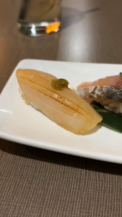Shimogamo - Chandler - Omakase, Course #9: 1) Clam 2) Mackerel 3) Bluefin 4) Ika 5) Trout 6) Monkfish liver - Sushi Bars Near Me - Chandler, Arizona