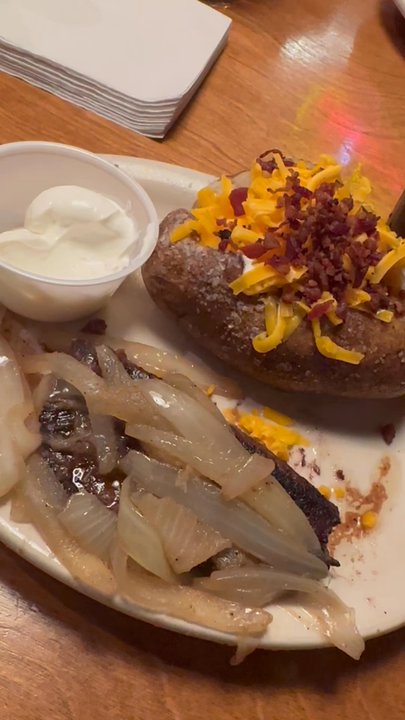 Texas Roadhouse - Sirloin with sautéed onions and loaded baked potato. - Steakhouses Near Me - Oviedo, Florida