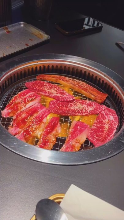Wagyu Factory - This meat was the best one. Okra & sewed salad - Barbeque Near Me - Rancho Cucamonga, California
