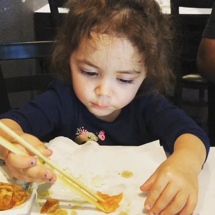 Azukar Sushi - First time using chopsticks and trying Sake (raw salmon)! - Sushi Bars Near Me - Sacramento, California