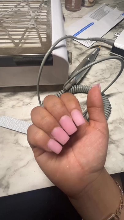 L V Nails & Spa - This is how I had them when I left very uneven application and that's even after she tried to square them because all my nails were round - Nail Salons Near Me - Dallas, Texas