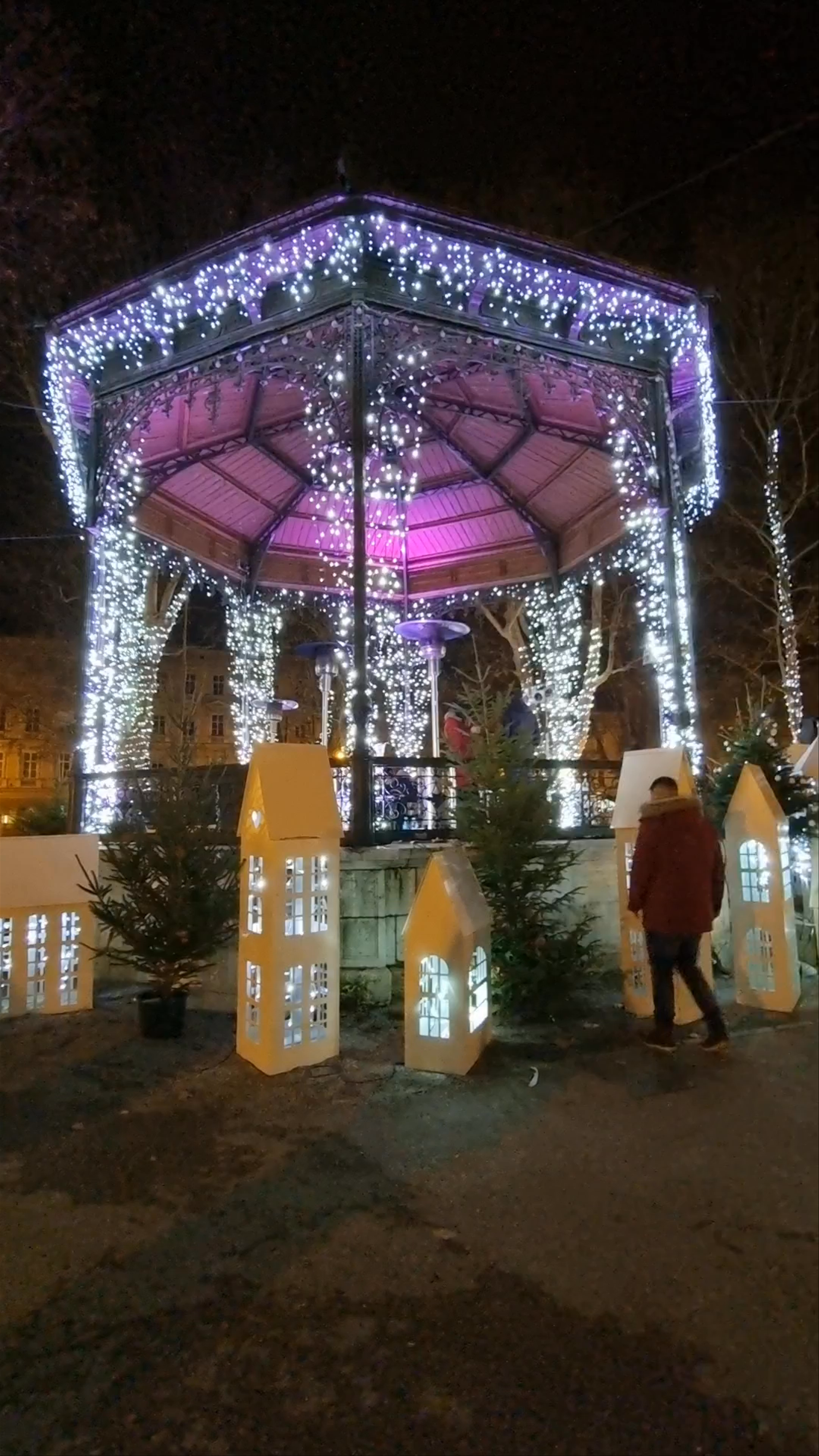 Enchanting Winter Night Lights at Music Pavilion, Zagreb