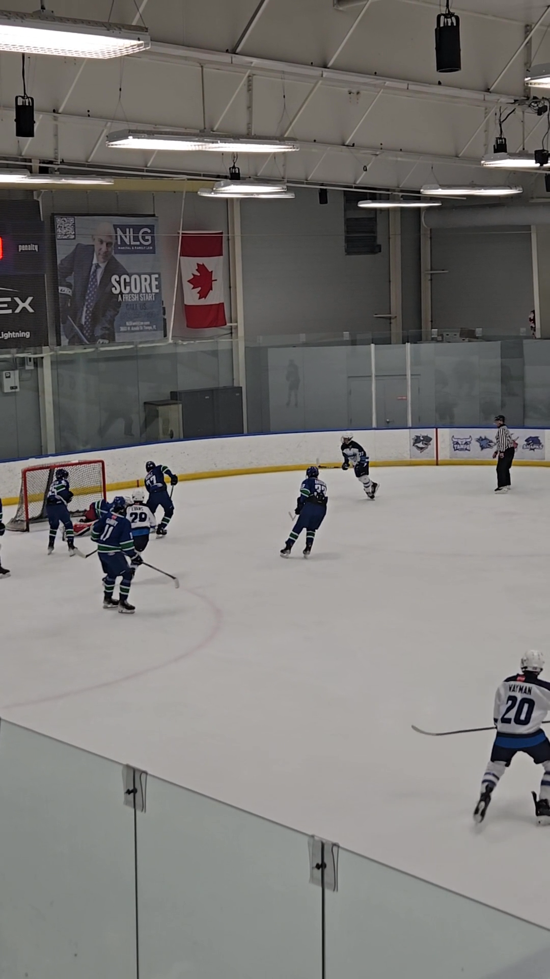 Nice rebound goal up and over a sprawling goalie!