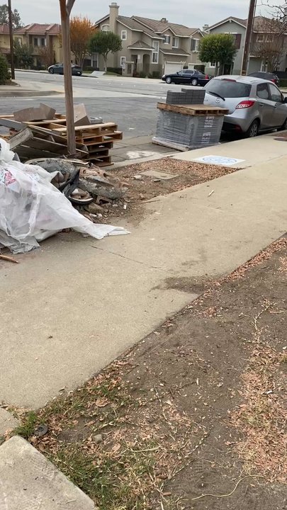 A1 Roofing Remodeling - Mess left by contractors outside on the street for long periods of time. - Roofing Near Me - San Jose, California