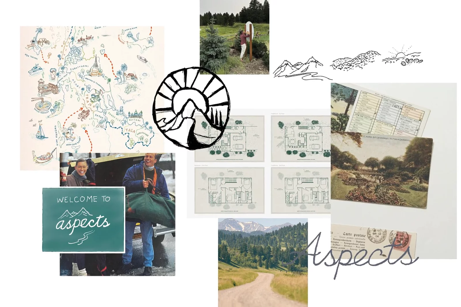 Some of our original sketches and moodboard for Aspects.