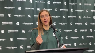 Video thumbnail for video titled MSU Head Women's Basketball Coach Robyn Fralick Urges Fans to Continue to Show Up & Support