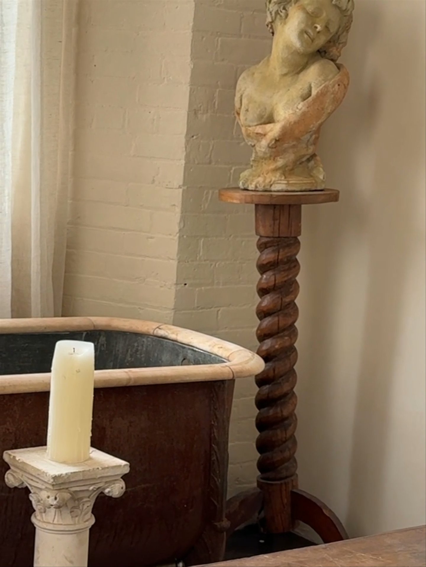 Barley Twist Walnut Pedestal