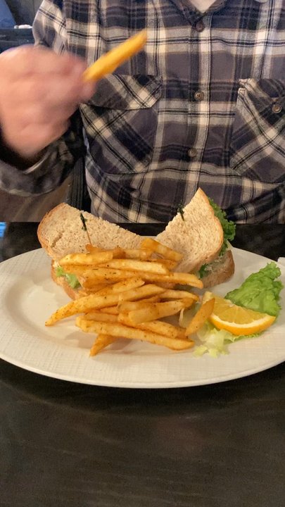 Lakeside Bar & Grill - Delicious chicken salad sandwich with seasoned fries - so good! - American Near Me - Reno, Nevada
