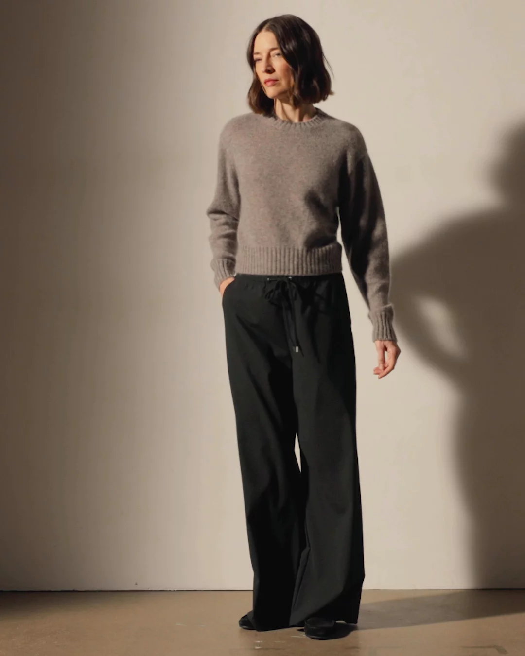 Lightweight Textured Cashmere Crew - Beige Melange | James Perse