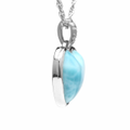 Heart shaped Necklace in sterling Silver with larimar and white sapphires by Marahlago 