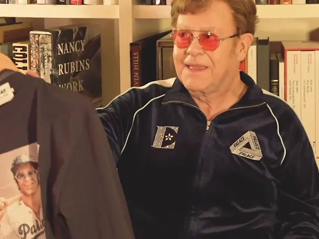 トップス palace elton john baller longsleeve XL Palace x Elton John Velour Navy Top Jacket & Baller Long