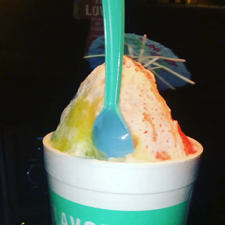 Bahama Buck's - Delicious Everest size with blue coconut, lychee, mango, passion fruit, pineapple and hurricane. Ice cream on the bottom and sno cap at top! - Shaved Ice Near Me - Tempe, Arizona