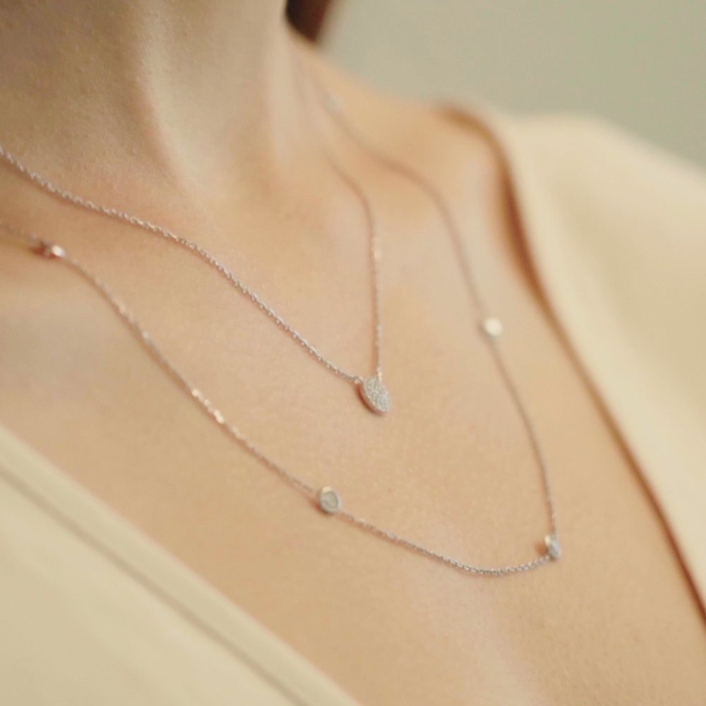 Pavé Necklace | 14k | Yellow Gold | paveCluster: pave-round | chainLength: 16-18