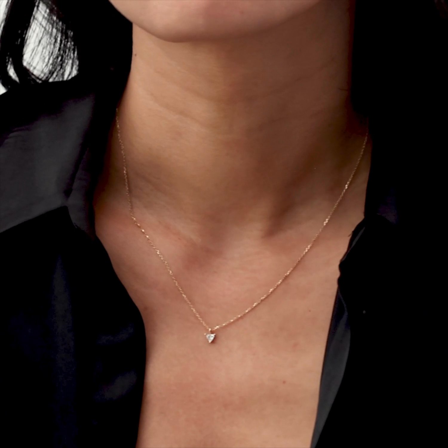 Petite Solitaire Pendant | Trillion | 14k | White Gold | chainLength: 16-18