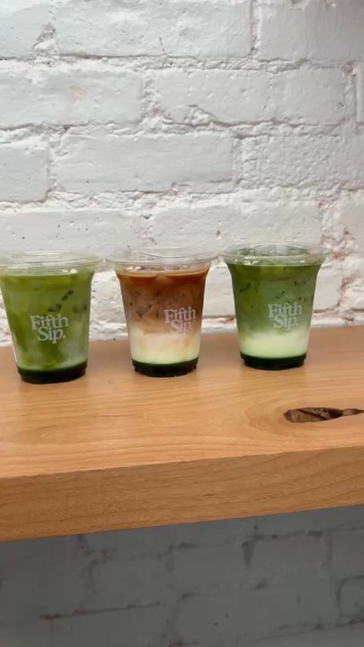 FifthSip - two matcha pandan lattes, and one pandan (coffee) latte - Coffee & Tea Near Me - New York, New York