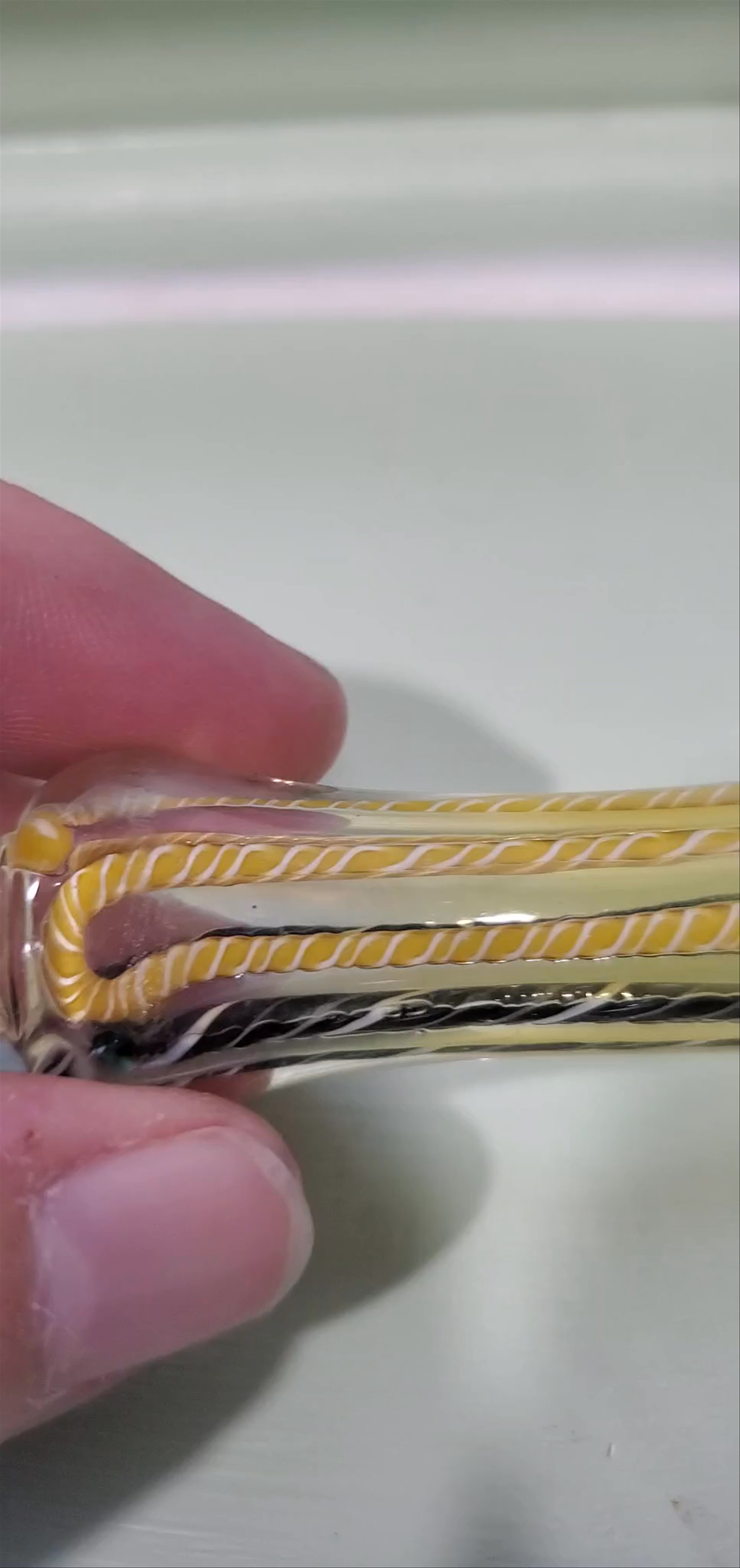 Preview pic of Yellow, Black and White Woven design Chillum/one hitter