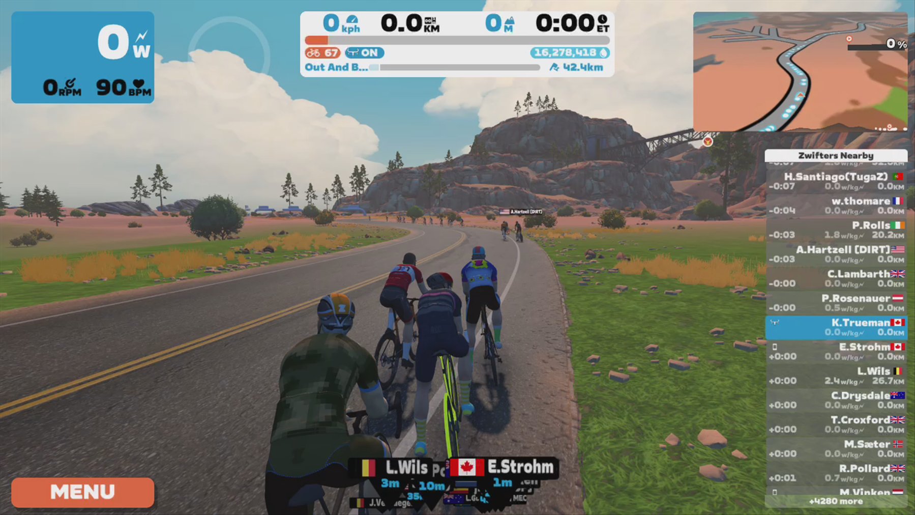 Zwift - 2 laps of Out And Back Again in Watopia
