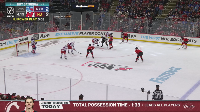 Jack Hughes with a hat trick vs. Rangers · Mar 7, 2026