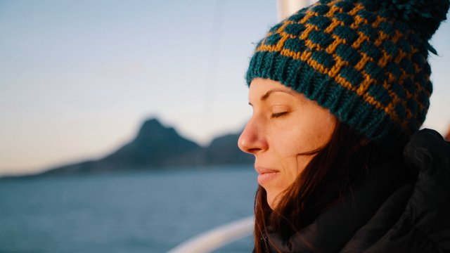 Standing on a ferry