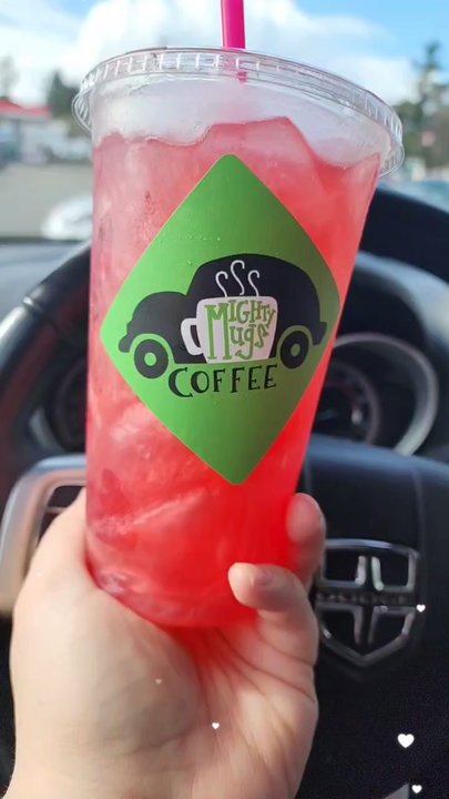 Mighty Mugs Coffee - Burien - Cranberry pomegranate with pink energy and glitter  one of my favorites!! They NEVER disappoint - Coffee & Tea Near Me - Burien, Washington