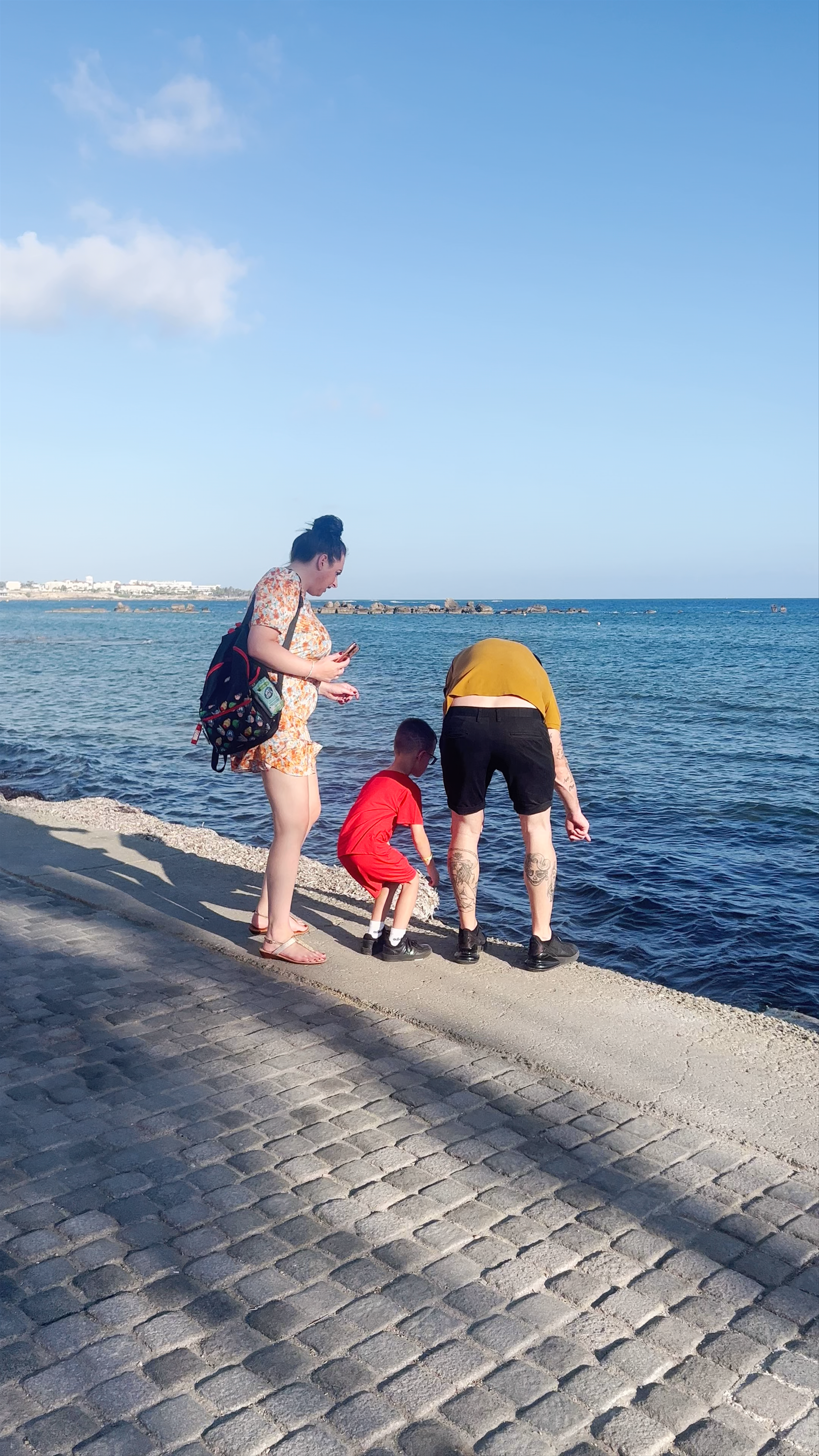 Sunny Family Moments and Seaside Stroll at Paphos Promenade, Cyprus