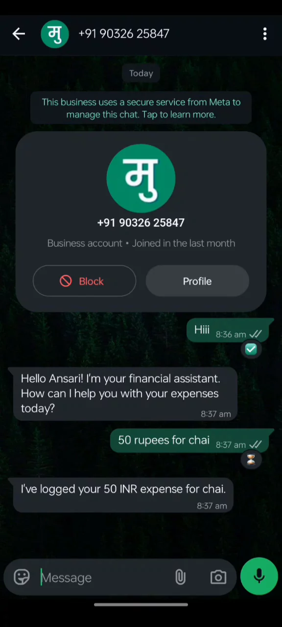 Munshi - WhatsApp Expense Tracker image 1