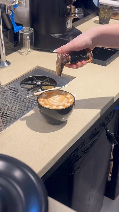 The Grind - Barista making my crème brûlée latte - Coffee & Tea Near Me - Medina, Ohio