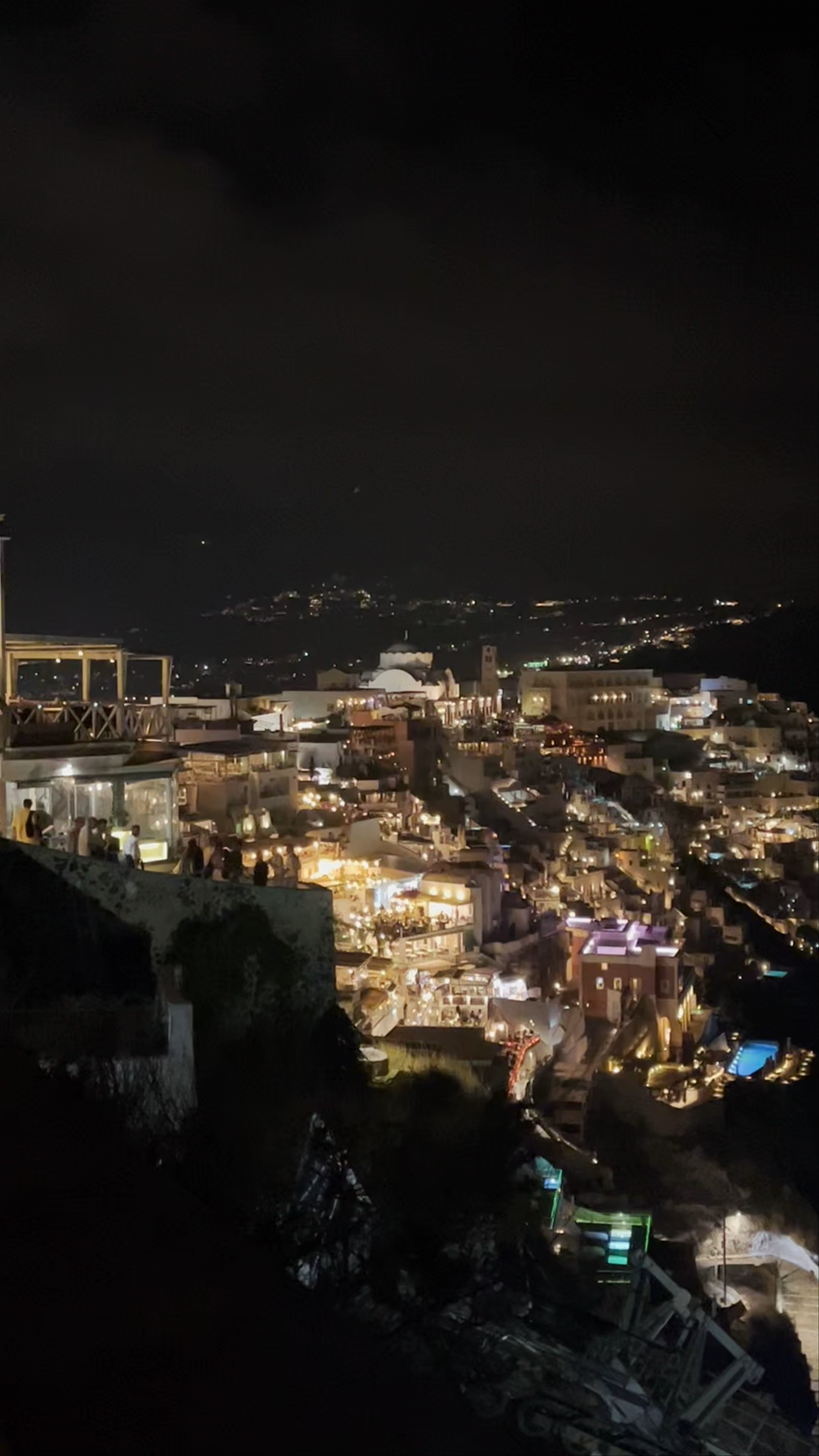 Panoramic Night View of Fira, Santorini