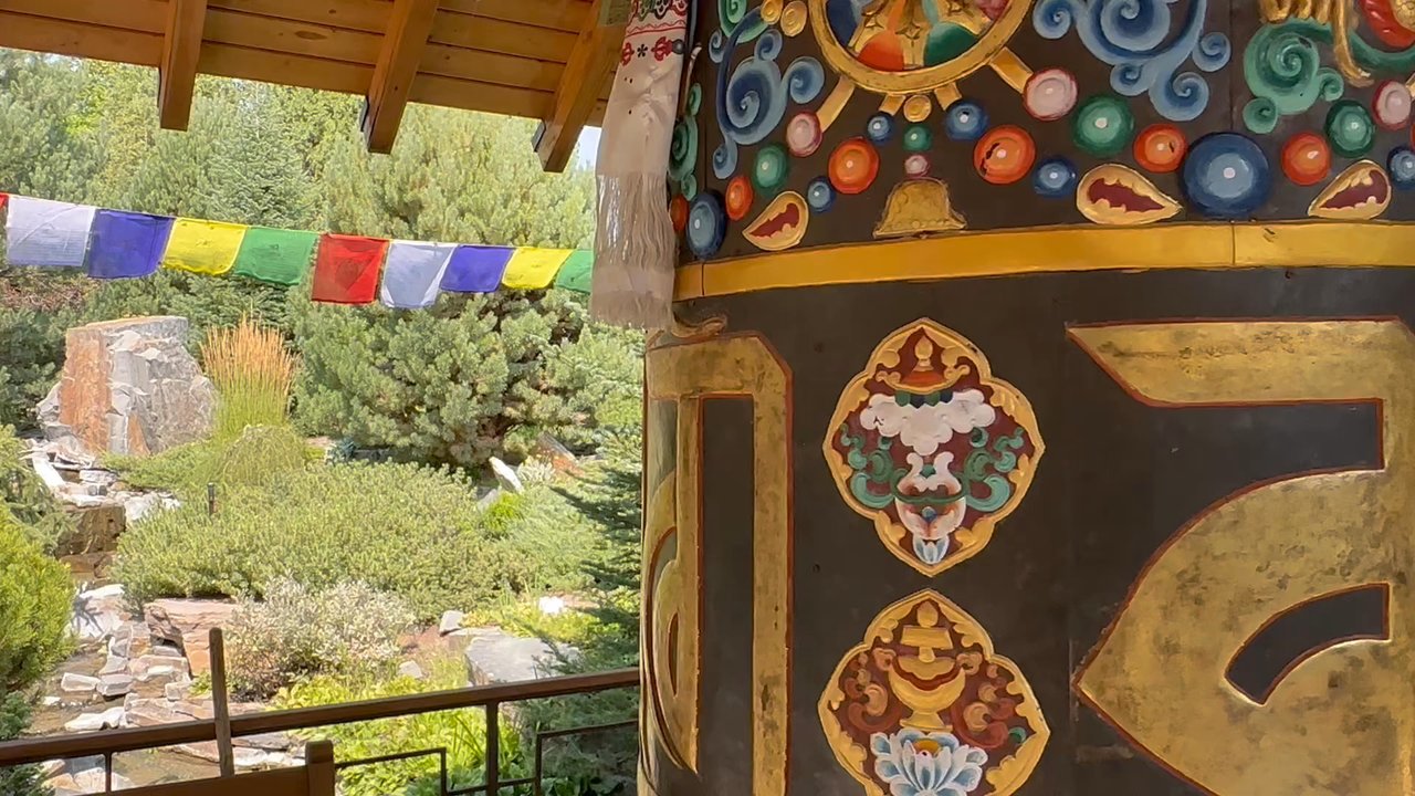 Sawtooth Botanical Garden - The prayer wheel which was blessed by the Dali Lama - Botanical Gardens Near Me - Ketchum, Idaho