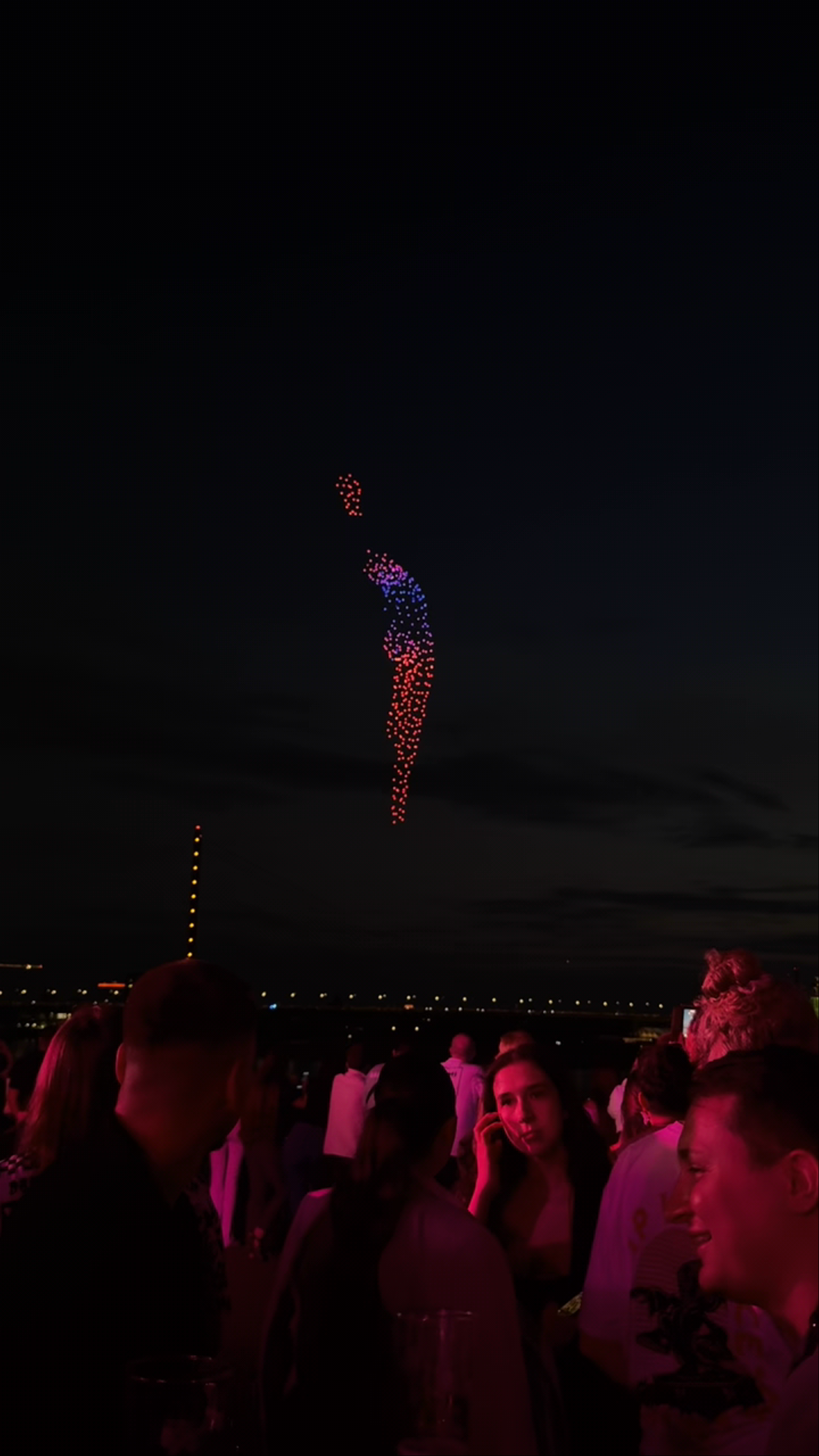 Drone Light Show Spectacle Over Düsseldorf at Night