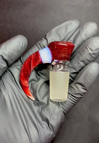 Preview pic of Red Blizzard/Red Elvis/Blu V chaos 18mm slide